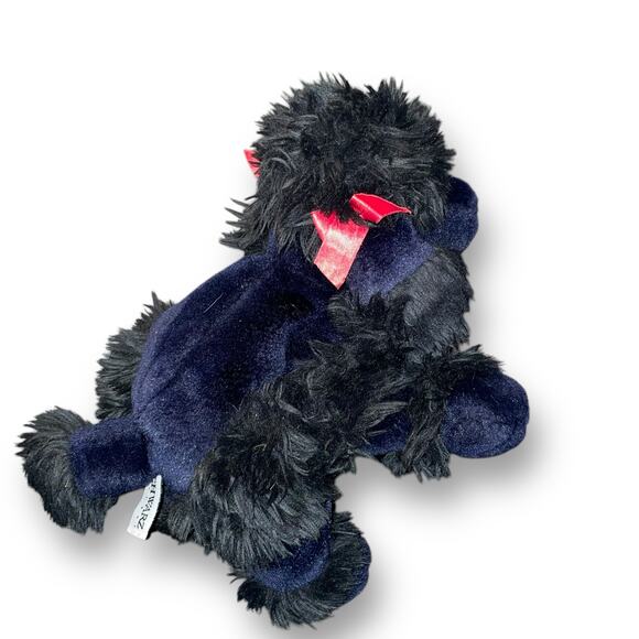 FAO Schwarz Plush Poodle Puppy Dog Stuffed Animal Red Bow Nursery Realistic 11" - Picture 6 of 10
